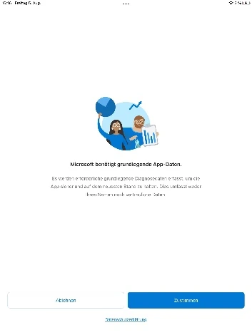 Microsoft Authenticator mit angezeigten Privatsphäreneinstellungen.